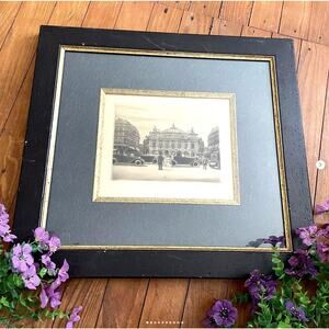 Antique Signed Etching Palais Gariner Paris Opera House France French Art Framed